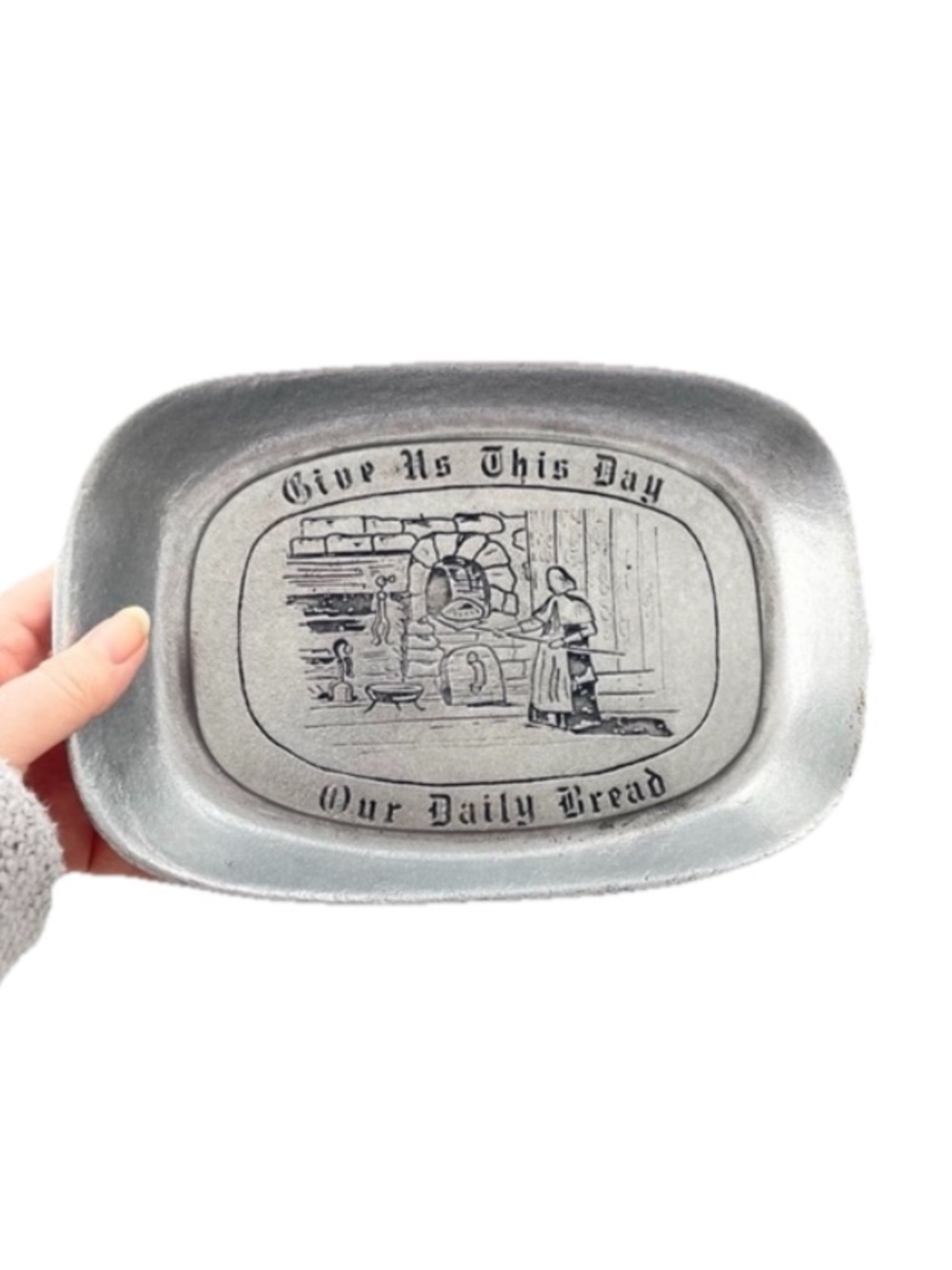 Vintage 1973 Give Us This Day Our Daily Bread Pewter Plate